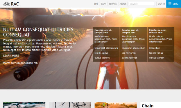 Screenshot of bike shop mockup page.