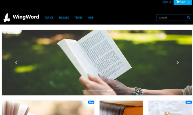 Screenshot of book shop mockup page.